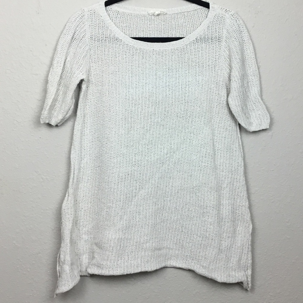 Eileen Fisher Short Sleeve Tunic Silk Linen Small